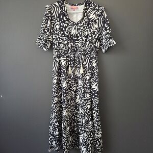 Anthropologie Women's‎ THML Dress Size M Midi Tiered Balloon Sleeve Boho Print